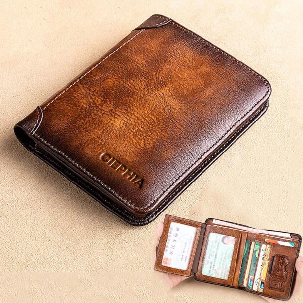 Minimalist RFID Blocking Leather Wallet for Men