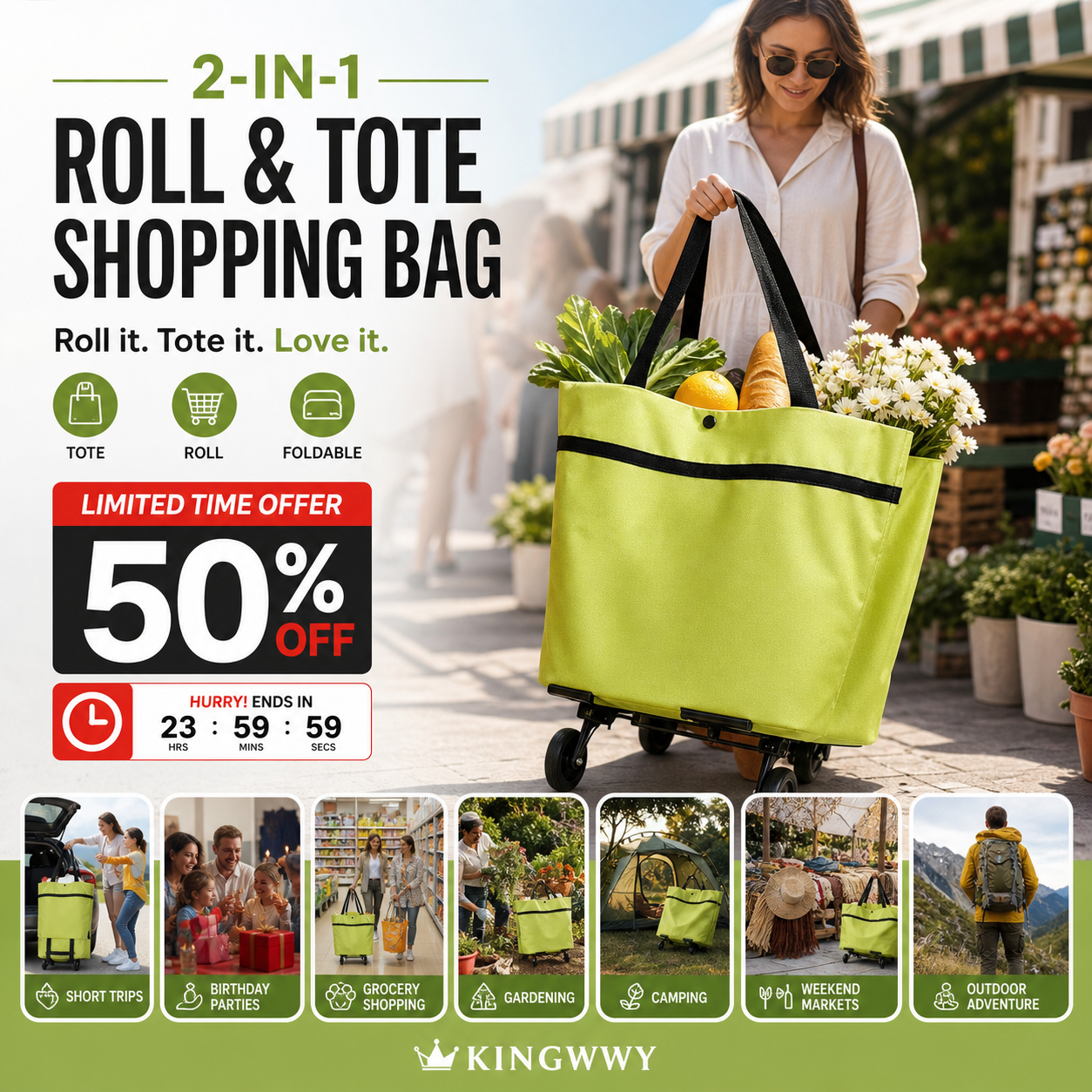 🔥HOT SALE 49% OFF🔥Foldable 2-in-1 Shopping Bag