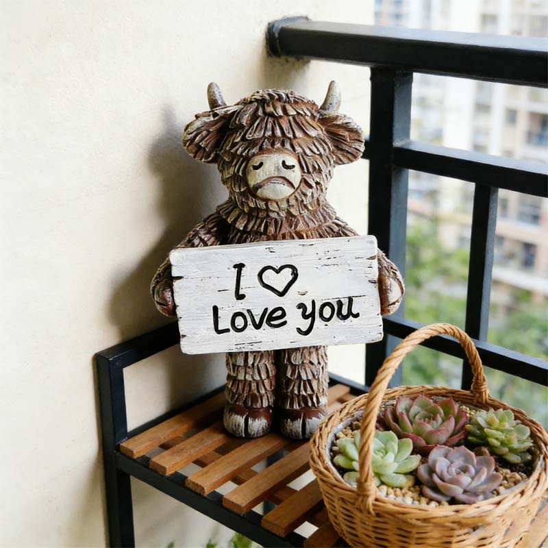 ❤️Love can be spoken out loud | ✨Highland Bull "I love you" resin sculpture