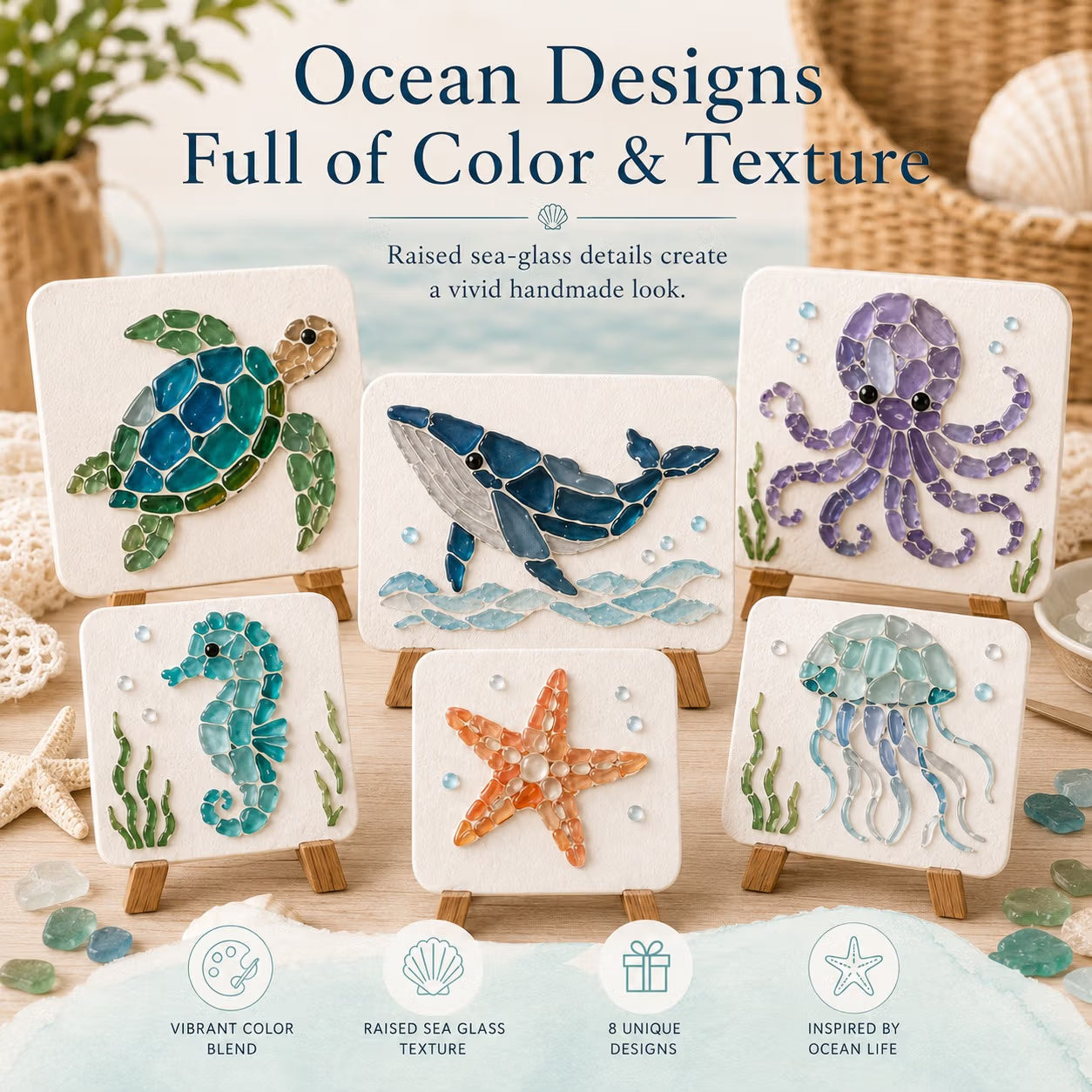 🌊 DIY Sea Glass Mosaic Art Kit
